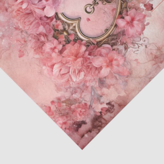 Valentine Pink Key to My Heart Seidenpapier (Ausschnitt)