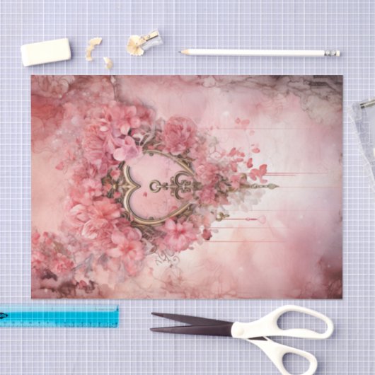 Valentine Pink Key to My Heart Seidenpapier (Handwerk)