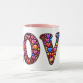 Valentine Pink Liebe Emojis Design Tasse (Zentrum)