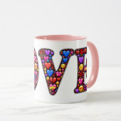 Valentine Pink Liebe Emojis Design Tasse (VorderseiteRechts)