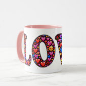 Valentine Pink Liebe Emojis Design Tasse (Vorderseite Links)