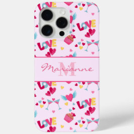 Valentine Pink Liebe Letters Muster Eleganter Name Case-Mate iPhone Hülle