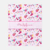Valentine Pink Liebe Letters Muster Eleganter Name Fleecedecke (Vorderseite)