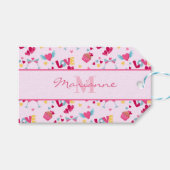 Valentine Pink Liebe Letters Muster Eleganter Name Geschenkanhänger (Vorderseite (Horizontal))