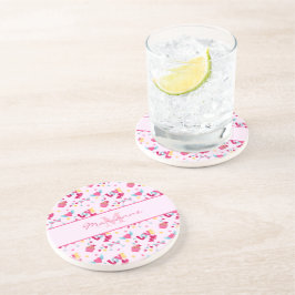 Valentine Pink Liebe Letters Muster Eleganter Name Getränkeuntersetzer