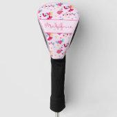 Valentine Pink Liebe Letters Muster Eleganter Name Golf Headcover (Vorderseite)