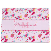 Valentine Pink Liebe Letters Muster Eleganter Name Große Geschenktüte (Vorderseite)