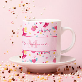 Valentine Pink Liebe Letters Muster Eleganter Name Kaffeetasse
