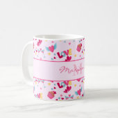 Valentine Pink Liebe Letters Muster Eleganter Name Kaffeetasse (Vorderseite Links)