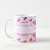 Valentine Pink Liebe Letters Muster Eleganter Name Kaffeetasse (Links)