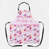 Valentine Pink Liebe Letters Muster Eleganter Name Schürze (Vorderseite)