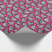 Valentine Pink Schwarz-Weiß-Zebra-Herzmuster Geschenkpapier (Ecke)