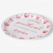 Valentine Pink Sweetheart Birthday Paper Plate Pappteller (Schrägansicht)
