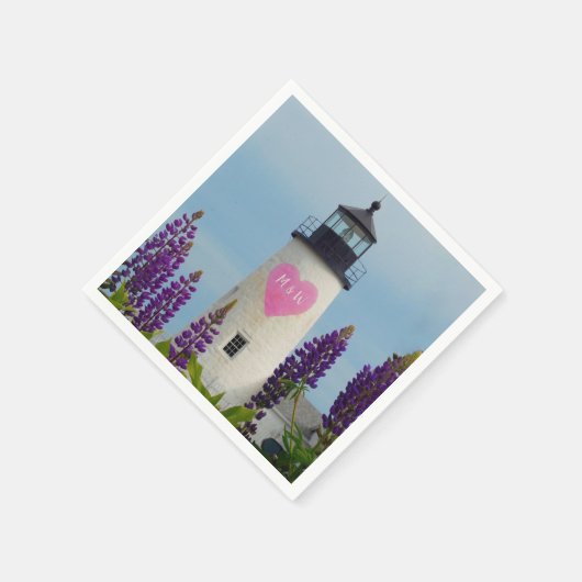 Valentine Pink Watercolor Herzens Initialer Leucht Serviette (Ecke)