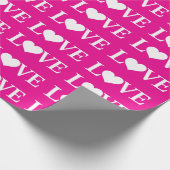 Valentine pink white Love hearts pattern Geschenkpapier (Ecke)