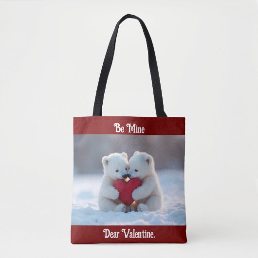 Valentine Polar Bear Cubs Tote Tasche (Vorderseite)