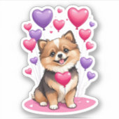 Valentine Pomeranian 3" x 3" Vinyl Stickers Aufkleber (Vorderseite)