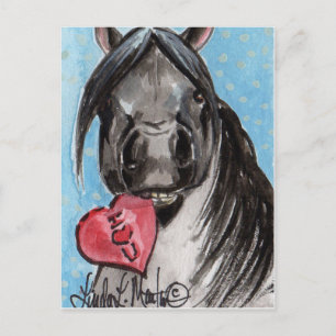 Valentine Pony Postcard Black Feiertagspostkarte