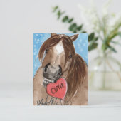 Valentine Pony Postcard Brown Feiertagspostkarte (Stehend Vorderseite)