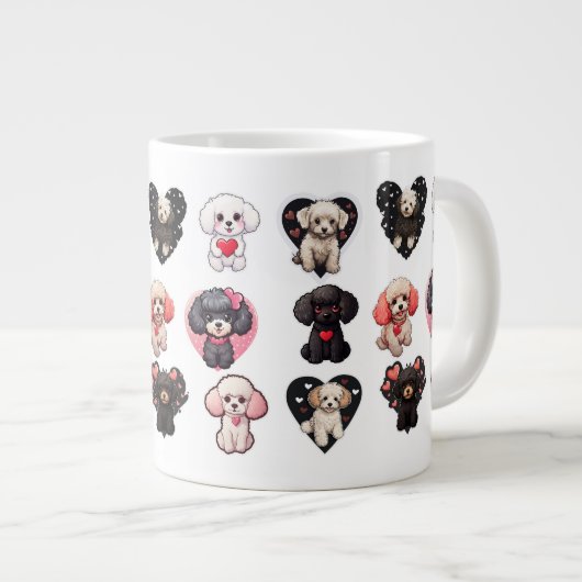 Valentine Poodle Dog | Hundeliebhaber | Jumbo-Tasse (Vorderseite Rechts)
