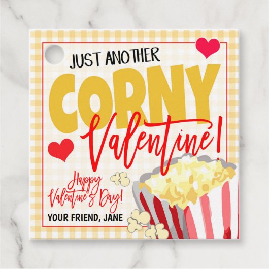 Valentine Popcorn-Geschenk Tag Geschenkanhänger (Vorderseite)