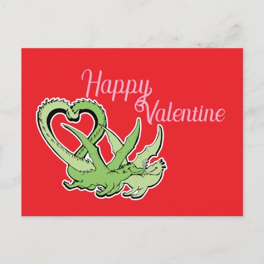 Valentine Postcard Dragons Liebe Schwanz Postkarte (Vorderseite)
