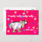 Valentine Pup & Hearts ~ Postkarte (Vorne/Hinten)