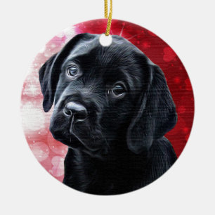 Valentine Puppy - Black Labrador - Labrador Puppy Keramikornament