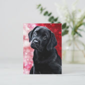 Valentine Puppy - Black Labrador - Labrador Puppy Postkarte (Stehend Vorderseite)