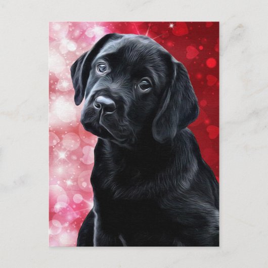 Valentine Puppy - Black Labrador - Labrador Puppy Postkarte (Vorderseite)