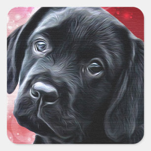 Valentine Puppy - Black Labrador - Labrador Puppy Quadratischer Aufkleber