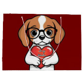 Valentine Puppy Große Geschenktüte (Rückseite)