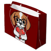 Valentine Puppy Große Geschenktüte (Rückseite Schrägansicht)