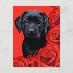 Valentine Puppy Rose - Labrador - Black Lab Feiertagspostkarte