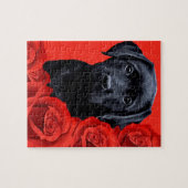Valentine Puppy Rose - Labrador - Black Lab Puzzle (Horizontal)