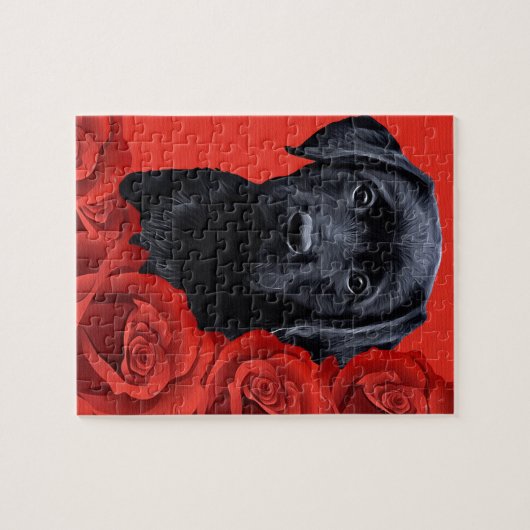 Valentine Puppy Rose - Labrador - Black Lab Puzzle (Horizontal)