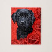Valentine Puppy Rose - Labrador - Black Lab Puzzle (Vertikal)