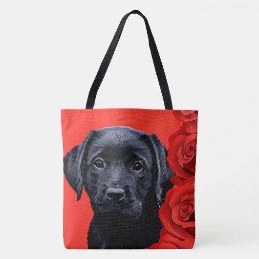 Valentine Puppy Rose - Labrador - Black Lab Tasche (Vorderseite)