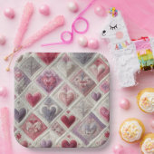 Valentine Quilted Heart Design Pappteller (Party)