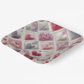 Valentine Quilted Heart Design Pappteller (Gewinkelt)