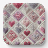 Valentine Quilted Heart Design Pappteller (Vorderseite)