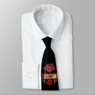 Valentine RAB Rockabilly Rosen, Liebe & Lippenstif Krawatte