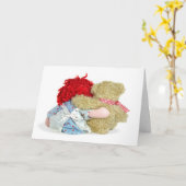 Valentine Rag Doll and Teddy Bear Hugging Karte (Gelbe Blume)