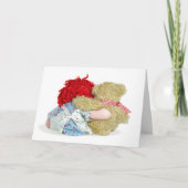 Valentine Rag Doll and Teddy Bear Hugging Karte (Vorderseite)