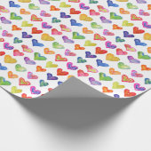 Valentine Rainbow Hearts Wrapping Paper Geschenkpapier (Ecke)