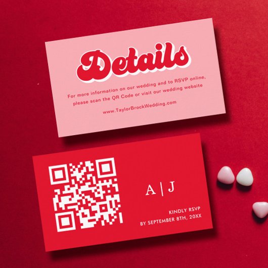 Valentine Red and Pink Wedding Begleitkarte