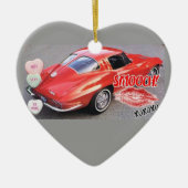 Valentine Red Corvette Split Window Classic Keramik Ornament (Vorne)