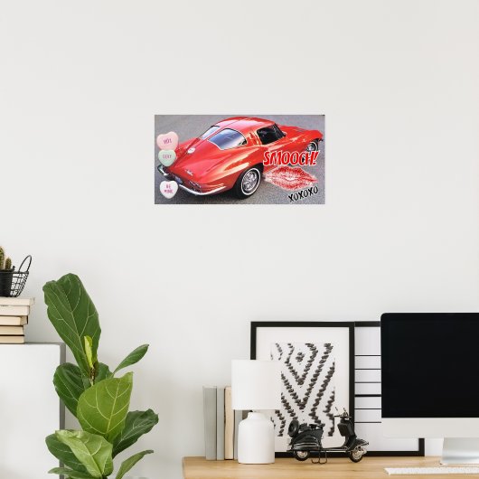 Valentine Red Corvette Split Window Classic Poster (Heimbüro)