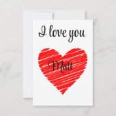 Valentine Red Happy heart romance graphic Dankeskarte (Vorderseite)