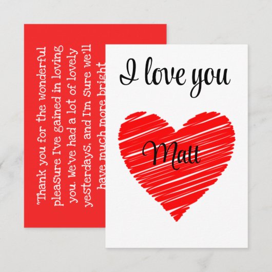 Valentine Red Happy heart romance graphic Dankeskarte (Vorne/Hinten)